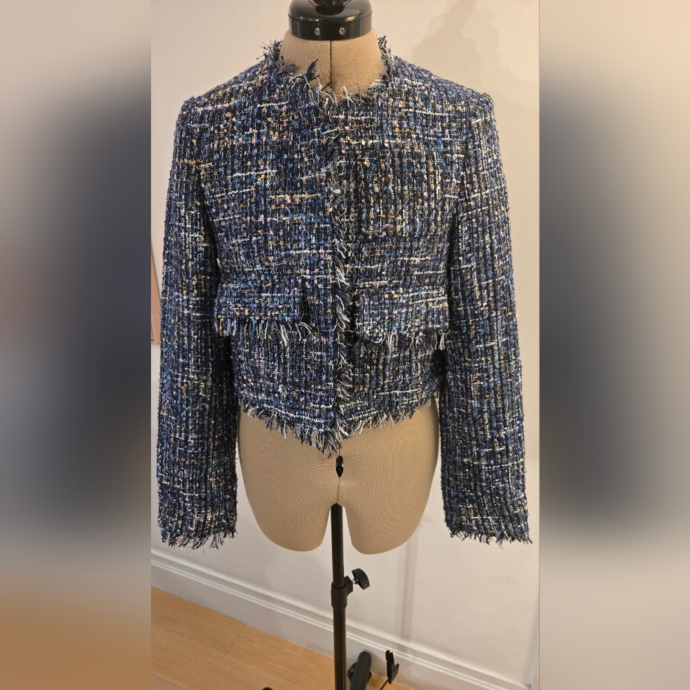 Navy Tweed Blazer - Size 4
